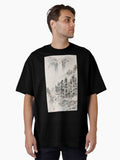 Peaceful Winter Landscape - Traditional Chinese Ink Painting Oversized T-Shirt | Premium Unisex T-Shirt, Trending Graphic Tee