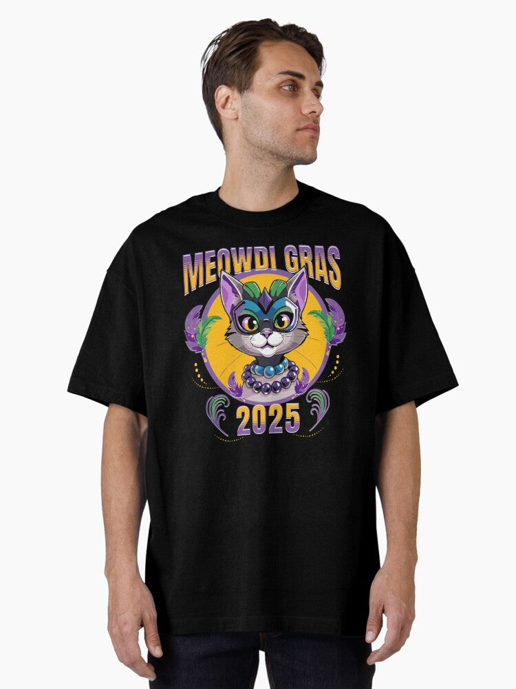 Funny Meowdi Gras 2025 Mardi Cat Lover Oversized T Shirt T Shirt Everyday Wear