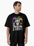 Mardi Gras Skeleton Rock Hand Funny Tee Rocker Men Boys Kids Oversized T Shirt T Shirt Everyday Wear