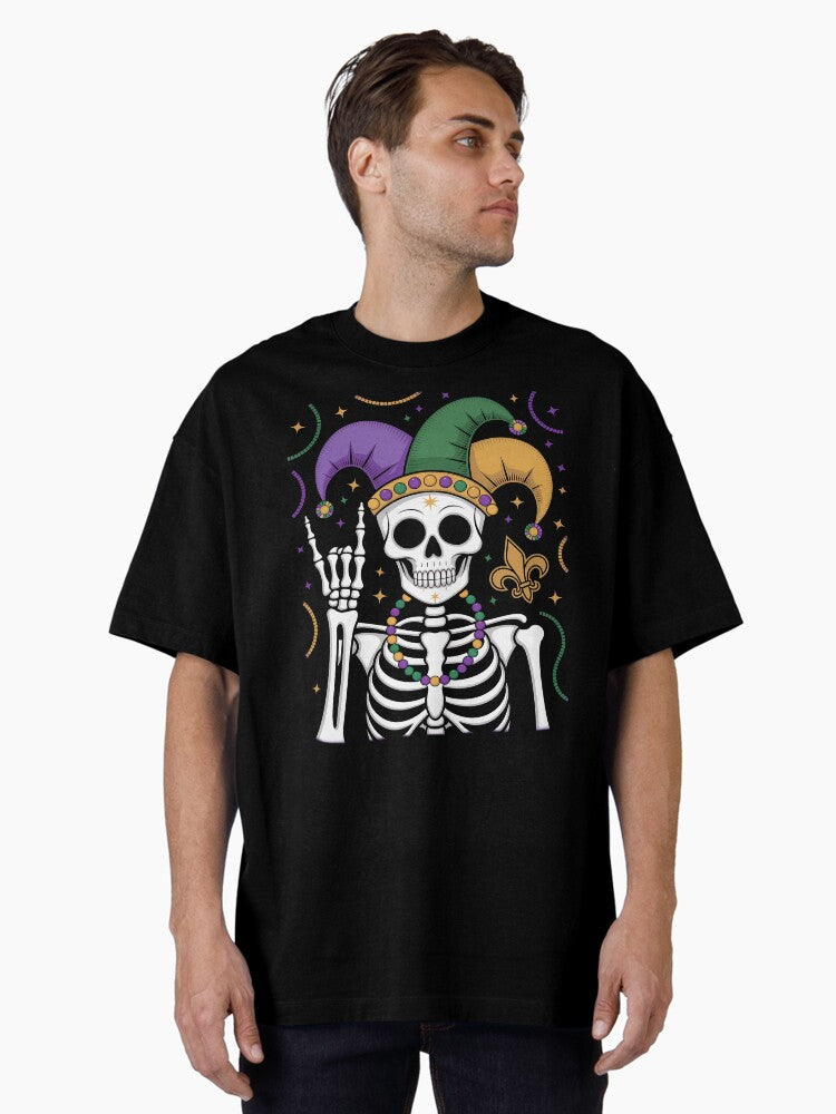 Mardi Gras Skeleton Rock Hand Funny Tee Rocker Men Boys Kids Oversized T Shirt T Shirt Everyday Wear