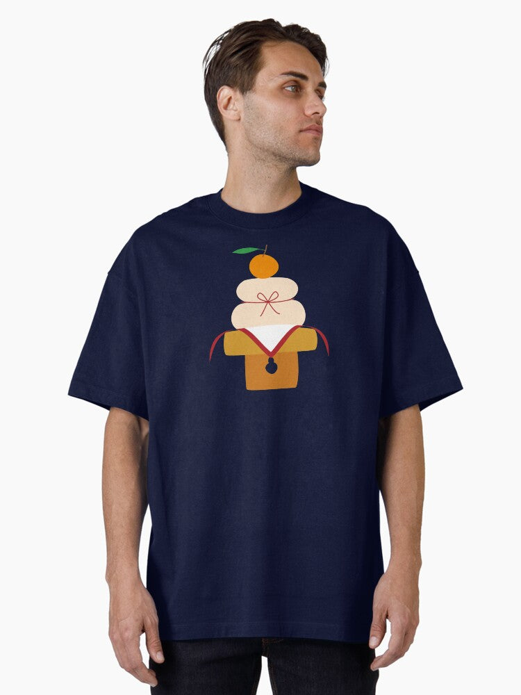 Kagami Mochi New Years Decoration Oversized T-Shirt | Premium Unisex T-Shirt, Trending Graphic Tee