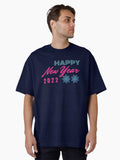 Happy New Year 2022 Snowflakes Disco Colors Oversized T-Shirt | Premium Unisex T-Shirt, Trending Graphic Tee