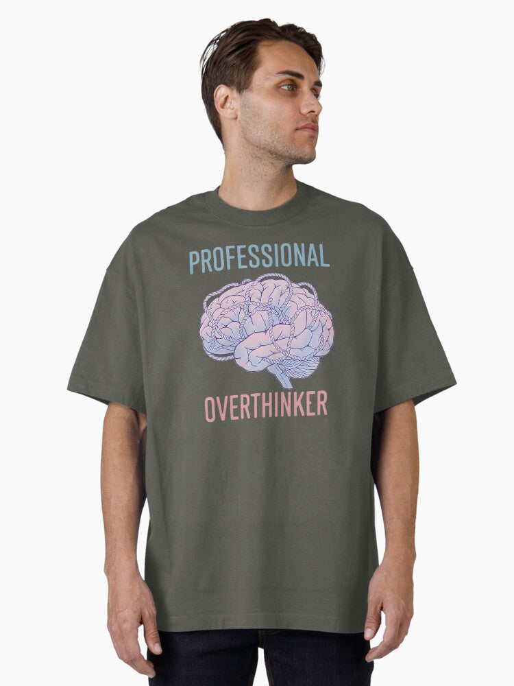 Professional Overthinker - Brain Anxiety Illustration Oversized T-Shirt