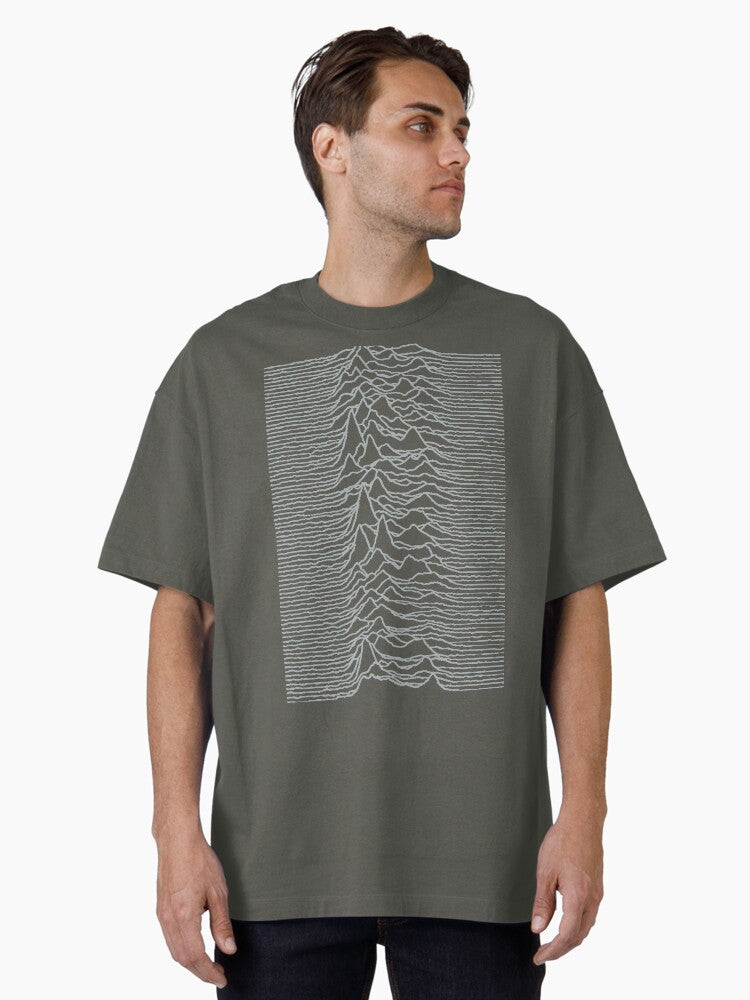 Silver Unknown Pleasures Oversized T-Shirt | Graphic T-Shirt for Unisex