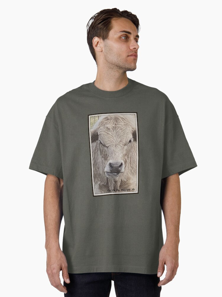 CUTE BULL CALF SNOWY LIMOUSIN X Oversized T-Shirt | Graphic T-Shirt for Unisex