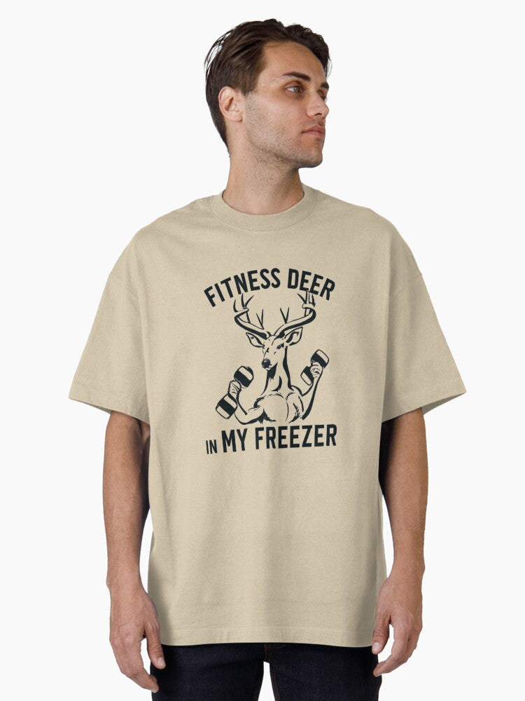 Fitness Deer in My Freezer Elegant Cursive Oversized T-Shirt