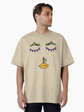 Mardi Gras Facial Art Eyelashes Lady Women Girl Face Minimalistic Feminine Art Eye Lip Oversized T Shirt T Shirt