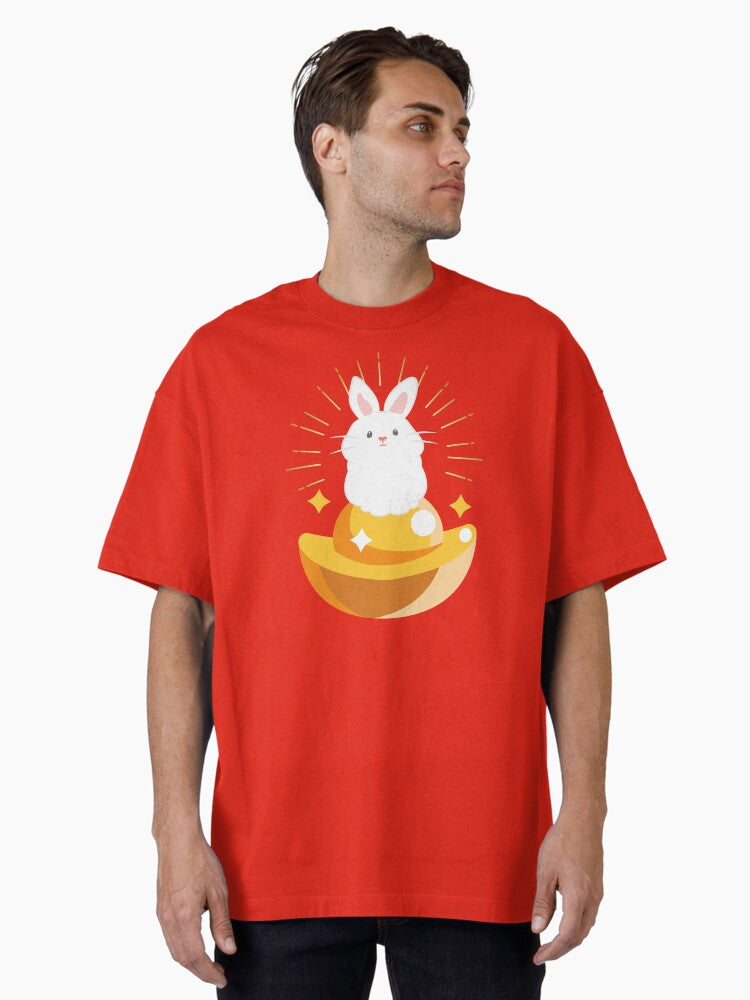 Chinese New Year 2023 - Good Fortune Rabbit Oversized T-Shirt | Premium Unisex T-Shirt, Trending Graphic Tee