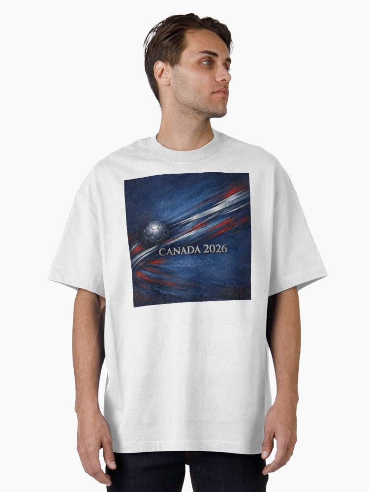 Canada 2026 Soccer Theme with silver lines Oversized T-Shirt