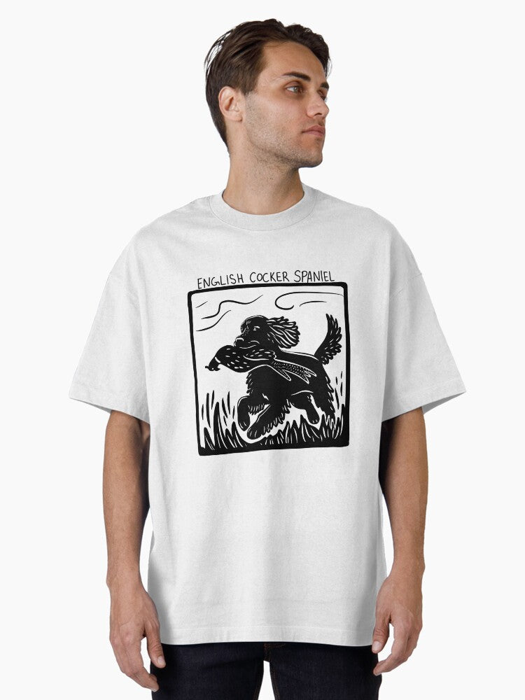 English Cocker Spaniel Stamp Art Oversized T-Shirt