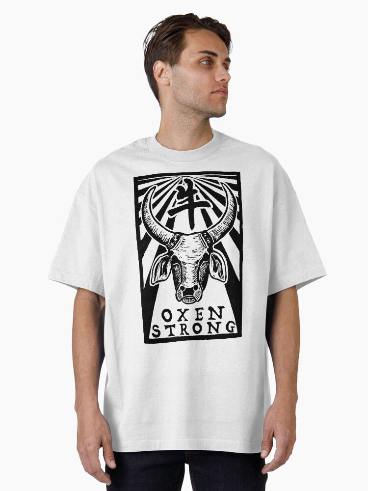 Oxen Strong - original linocut design and print Oversized T-Shirt | Premium Unisex T-Shirt, Trending Graphic Tee
