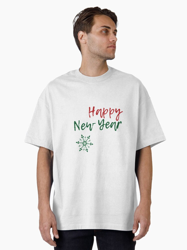 Happy New Year Snowflake Oversized T-Shirt | Premium Unisex T-Shirt, Trending Graphic Tee