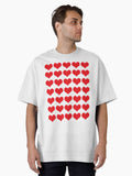 Red Heart Pattern - White background Oversized T-Shirt | Graphic T-Shirt for Unisex