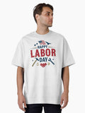 Patriotic Happy Labor Day American Worker & Flag