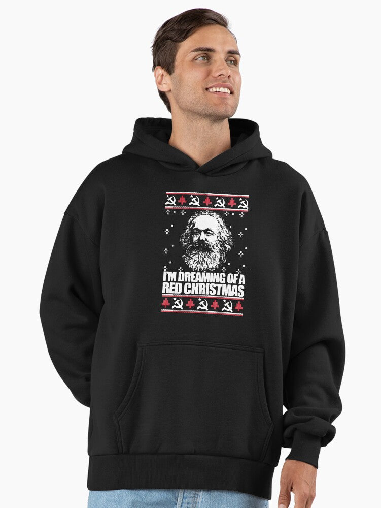 I'M DREAMING OF A RED CHRISTMAS Ugly Xmas Sweater Karl Marx Funny Marxist Communist Meme Premium Oversized Hoodie