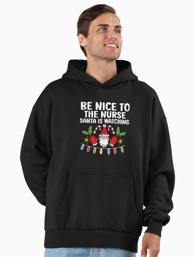 Be The Watching Classic Christmas To Nice is Nurse Nurse Vintage Santa Retro Premium Oversized Hoodie