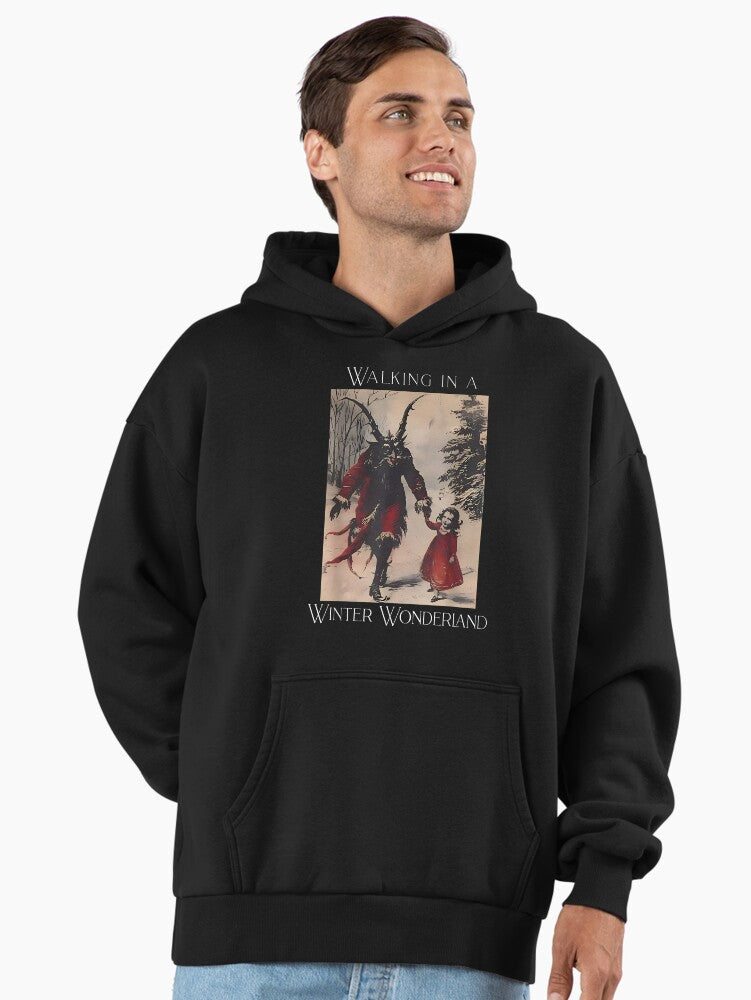 Retro Funny Walking in a Winter Wonderland Merry Christmas Premium Oversized Hoodie