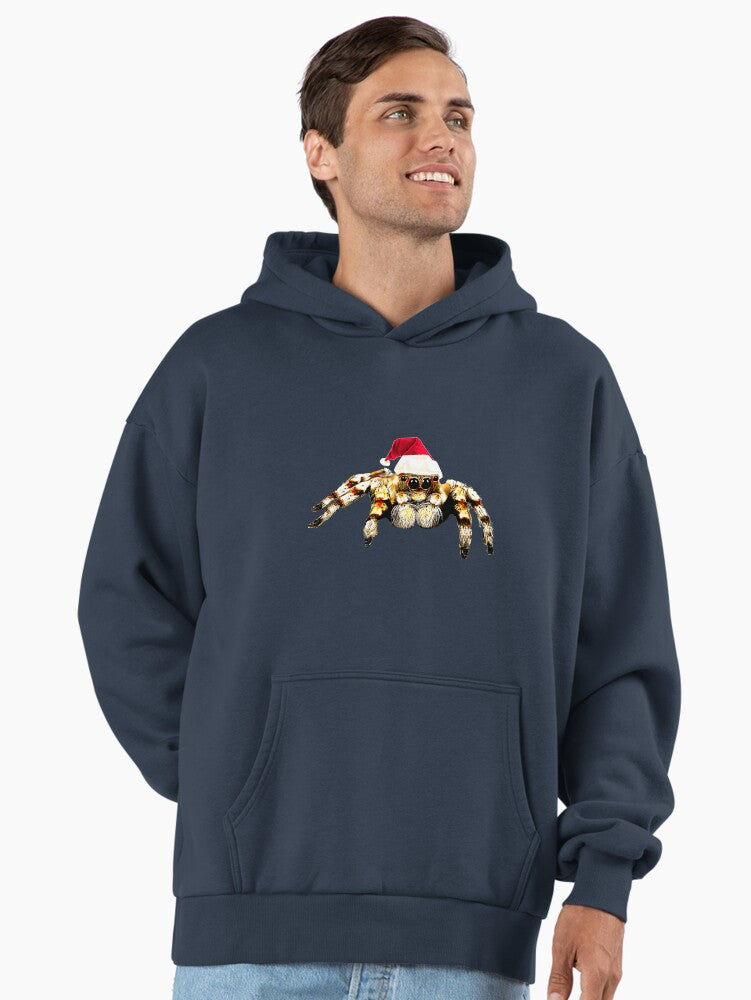 Jumping Spider in Santa Hat Premium Oversized Hoodie