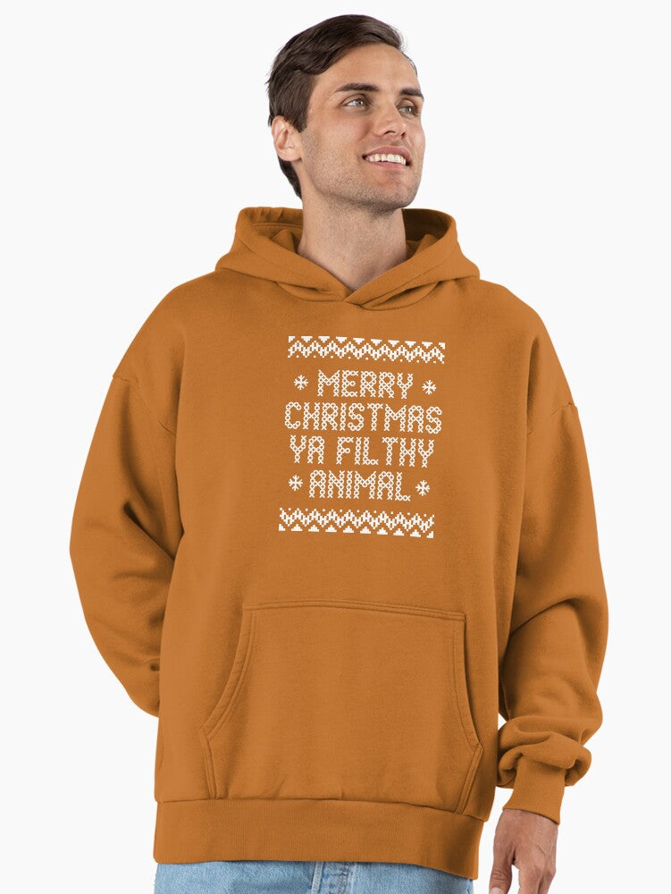 Merry Christmas Ya Filthy Animal Text Premium Oversized Hoodie