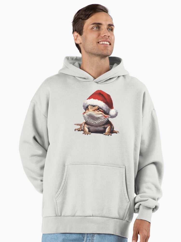 Bearded Dragon Wearing a Santa Hat Premium Oversized Hoodie