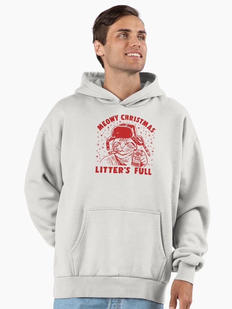 Litter’s Full Funny Hilarious Coffee Cat Lovers Christmas Premium Oversized Hoodie