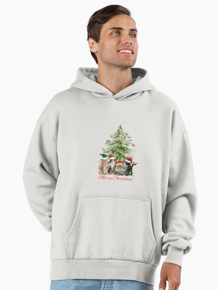 Merry Christmas, Christmas humor, funny Christmas design, funny cats Premium Oversized Hoodie