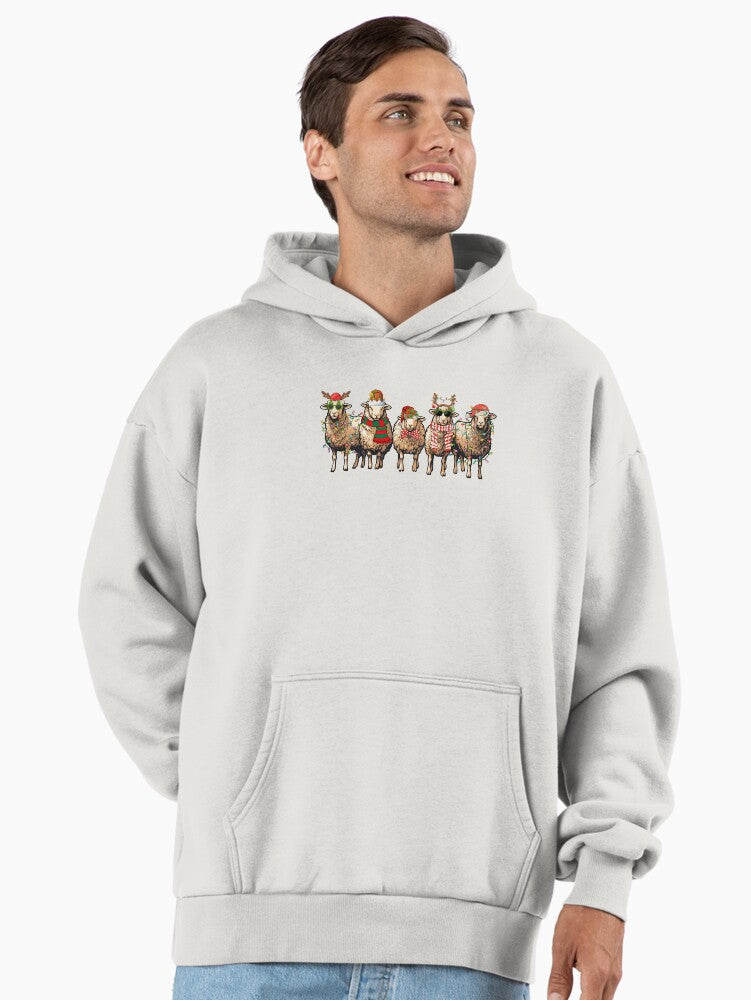 Sheep Christmas Light Sheeps Cute Funny Farm Animal Xmas Sheep Lover Family Xmas Holiday Premium Oversized Hoodie
