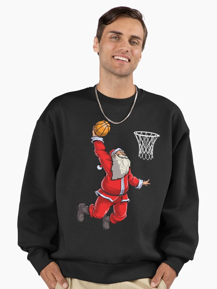 Basketball Santa Slam Dunk T Shirt Christmas Xmas Ball Sport Premium Oversized Sweatshirt