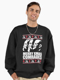 MERRY CHRISTMAS COMRADE Ugly Xmas Sweater Marx Lenin Engels Funny Marxist Christmas Communist Meme Premium Oversized Sweatshirt