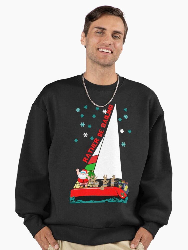 Santa Would Rather Be Sailing at Christmas Premium Oversized Sweatshirt