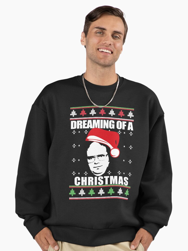 I'M DREAMING OF A DWIGHT CHRISTMAS Ugly Xmas Sweater Design Meme The Office Schrute Premium Oversized Sweatshirt