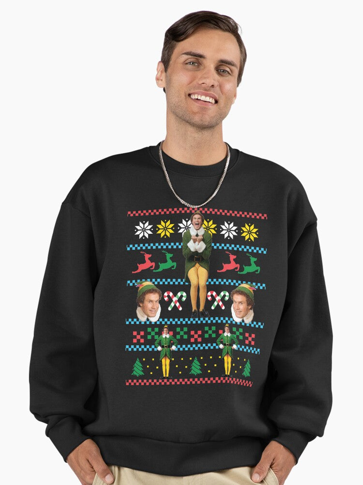 Buddy The Elf Ugly Christmas Sweater Design Classic Xmas Movie Fun Gift Will Ferrell Premium Oversized Sweatshirt