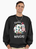 Feliz Navidad Sheep Fleece Funny Christmas Lights Premium Oversized Sweatshirt