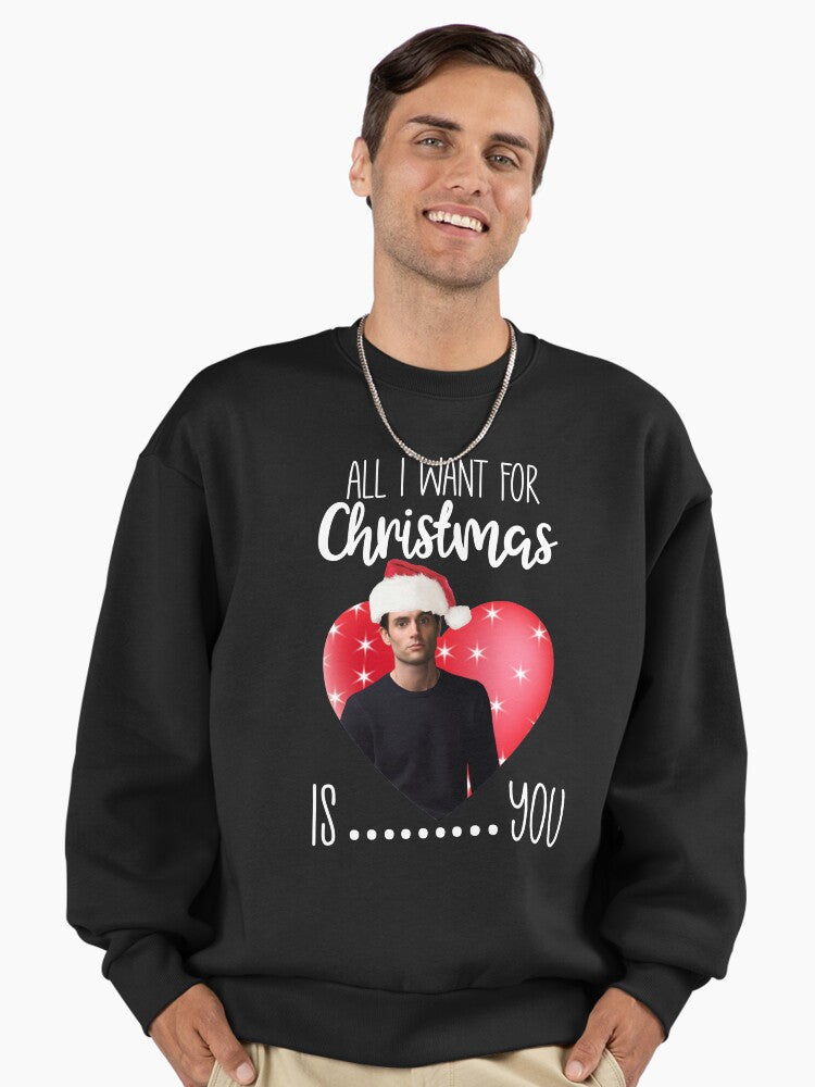 Funny Christmas Xmas you glass box Joe Goldberg Netflix you series fan penn badgley Premium Oversized Sweatshirt