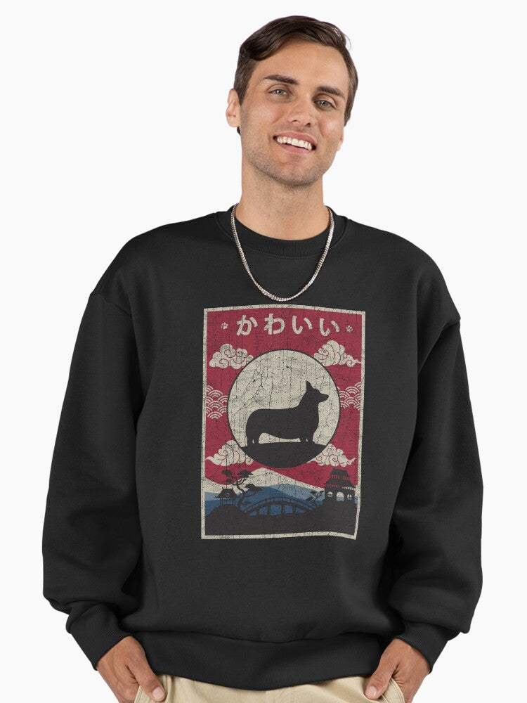 Japanese Corgi Dog Kawaii Premium Oversized Sweatshirt