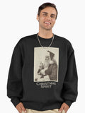 Smoking Santa Claus Christmas Spirit Women Men Premium Oversized Sweatshirt