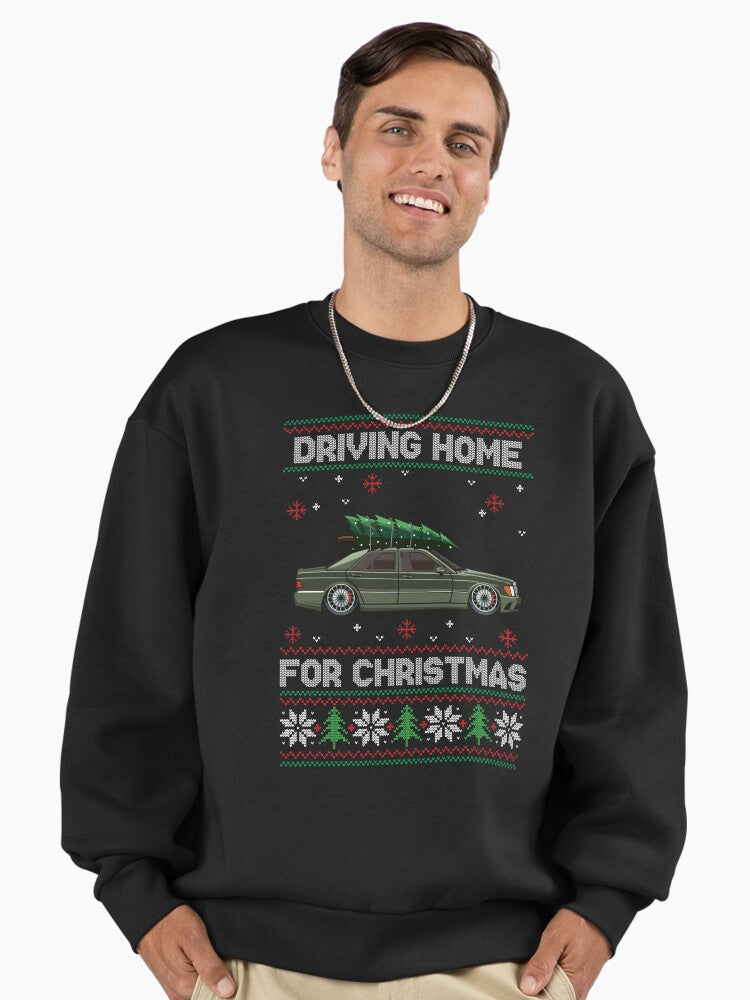 Funny Ugly Sweater - Driving Home For Christmas - E Class Car Premium Oversized Sweatshirt