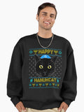 Happy Hanukcat Ugly Hanukkah Sweater Cat Chanukah Jewish Sweatshirt Premium Oversized Sweatshirt