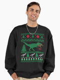 Funny Dinosaur T-Rex Eating Reindeer Tree Rex Ugly Christmas Sweater Premium Oversized Sweatshirt