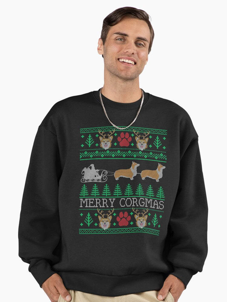 Title:- Funny Corgi Dog Lover Owner Corgi Ugly Christmas Sweater Premium Oversized Sweatshirt