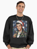 Elvis the Pelvis Claus – 1950s Funny Ugly Christmas Sweater Art Premium Oversized Sweatshirt