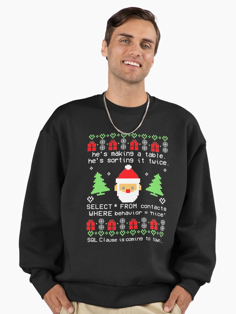 Funny Works Coder Santa Claus SQL Clause Is Coming To Town Christmas Premium Oversized Sweatshirt