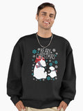 Beary Christmas Polar Bear Snow Flakes Premium Oversized Sweatshirt