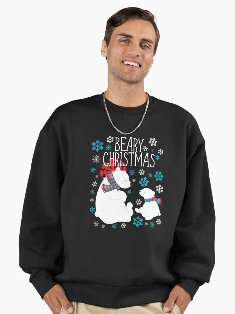Beary Christmas Polar Bear Snow Flakes Premium Oversized Sweatshirt