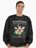 Funny Santa Drummer Ugly Christmas Drums Premium Oversized Sweatshirt