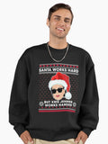 Santa Works Hard But Kris Jenner Works Harder Ugly Christmas Sweater T-Shirt Premium Oversized Sweatshirt
