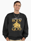 Funny I Have The Body of a God Buddha Joke Pun Premium Oversized Sweatshirt