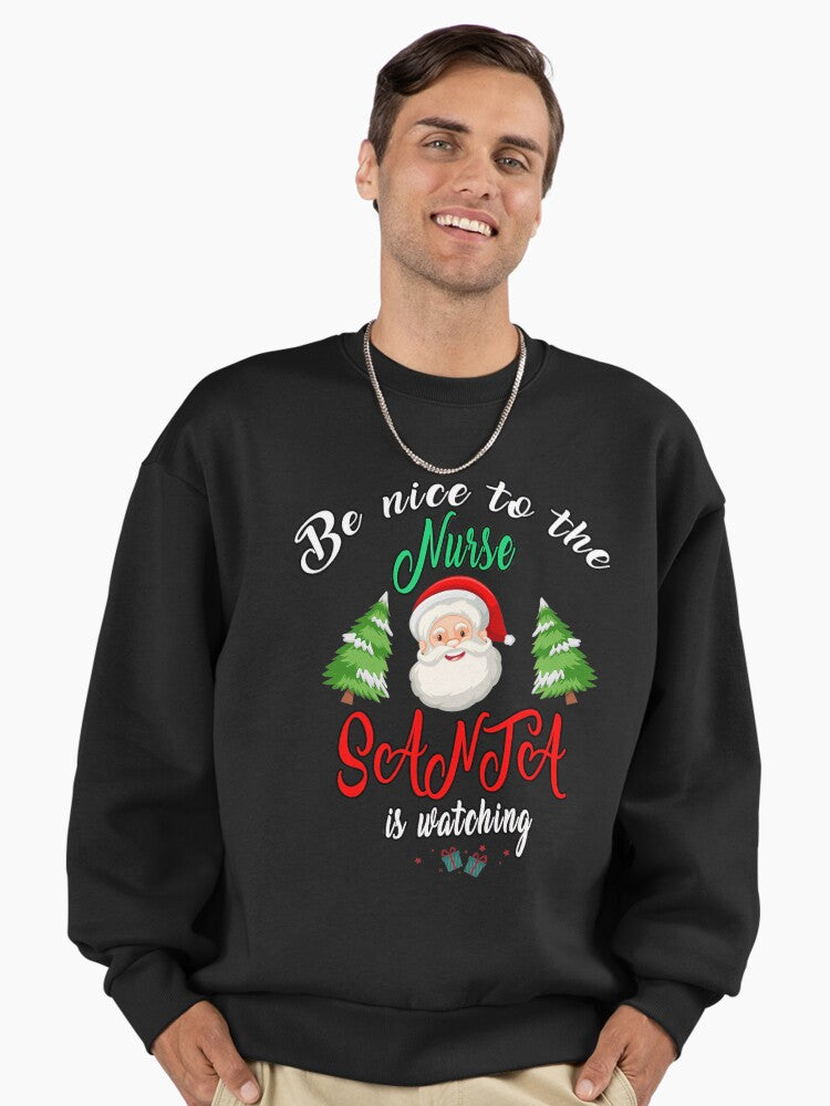 Watching is Be Nurse Vintage Nice Santa Retro The Christmas Classic To Nurse Premium Oversized Sweatshirt