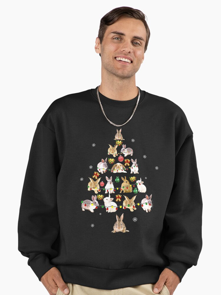 Funny Rabbit Bunny Christmas Tree Xmas Costume Premium Oversized Sweatshirt