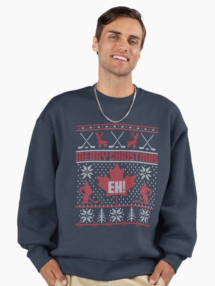Canadian Christmas Ugly Sweater Premium Oversized Sweatshirt